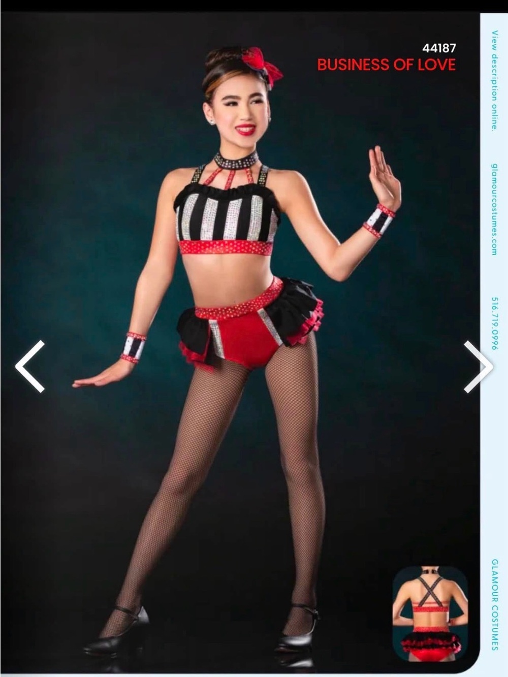 Glamour Red and Black Striped Dance Costume